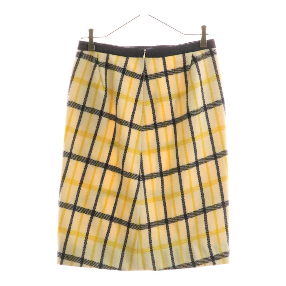 DRAWER(ドゥロワー) ウール チェックスカート ベージュ/イエロー