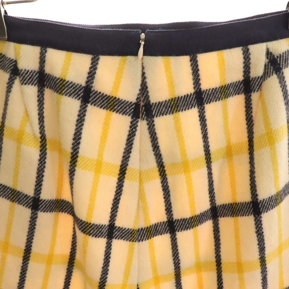 DRAWER(ドゥロワー) ウール チェックスカート ベージュ/イエロー