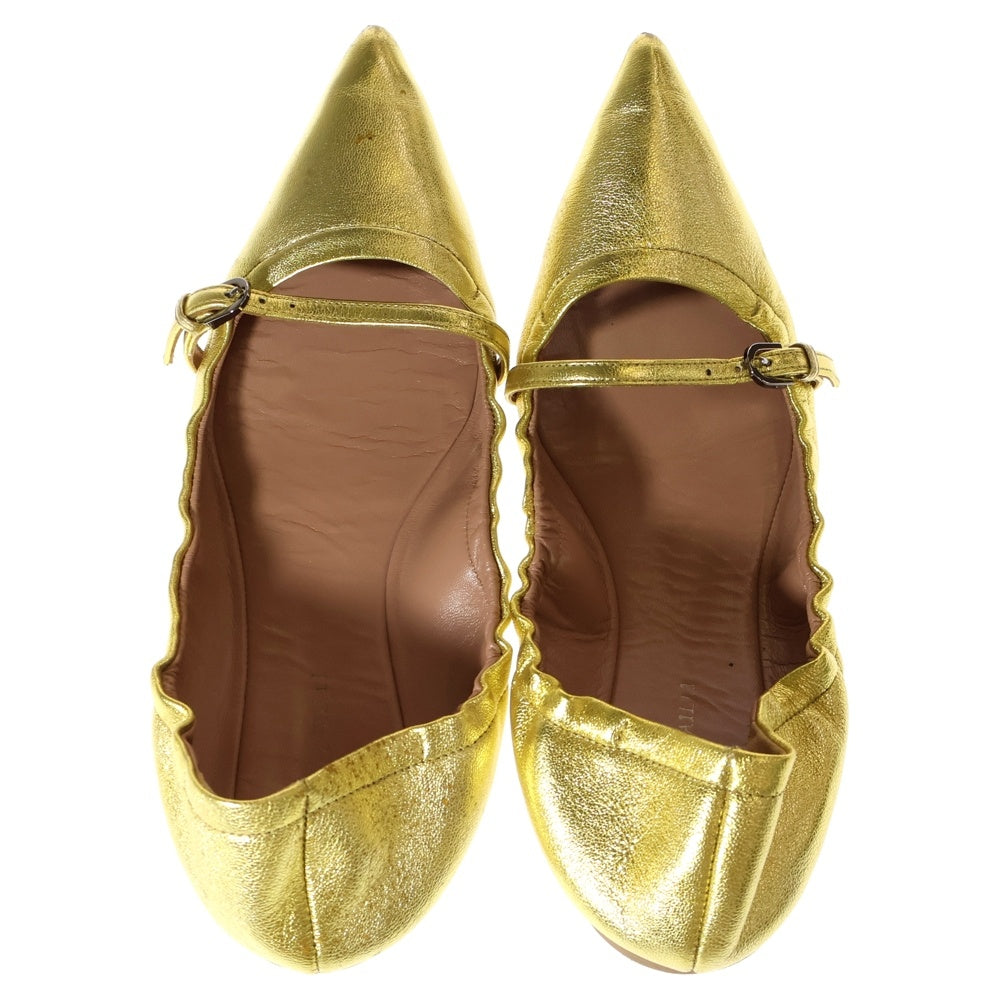 DRESSTERIOR(ドレステリア) ストラップ レザーパンプス シュージュ イエロー レディース