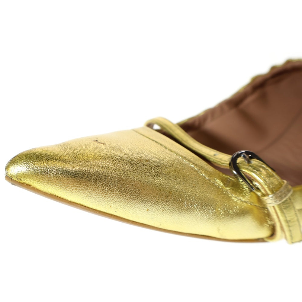 DRESSTERIOR(ドレステリア) ストラップ レザーパンプス シュージュ イエロー レディース