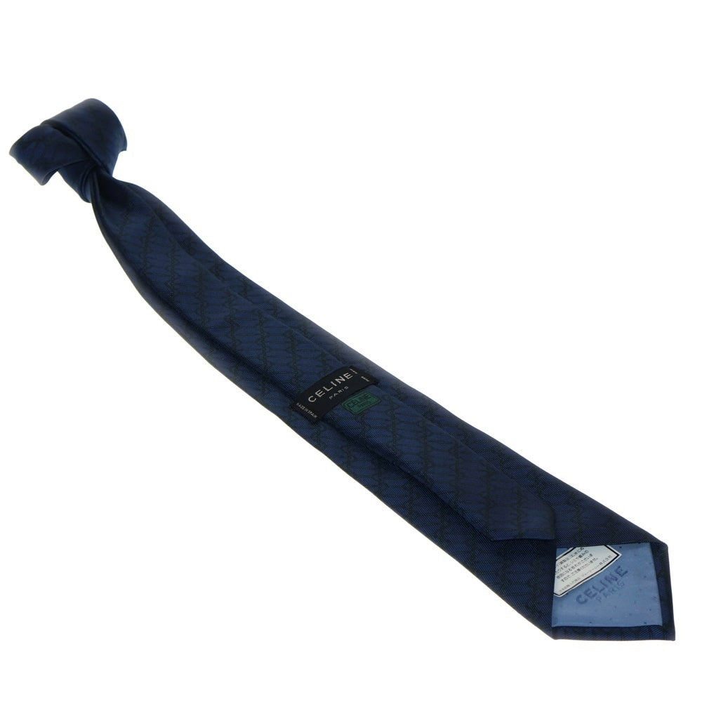 CELINE(セリーヌ) トリオンフ ホースビット 総柄 シルクタイ ネクタイ ブルー