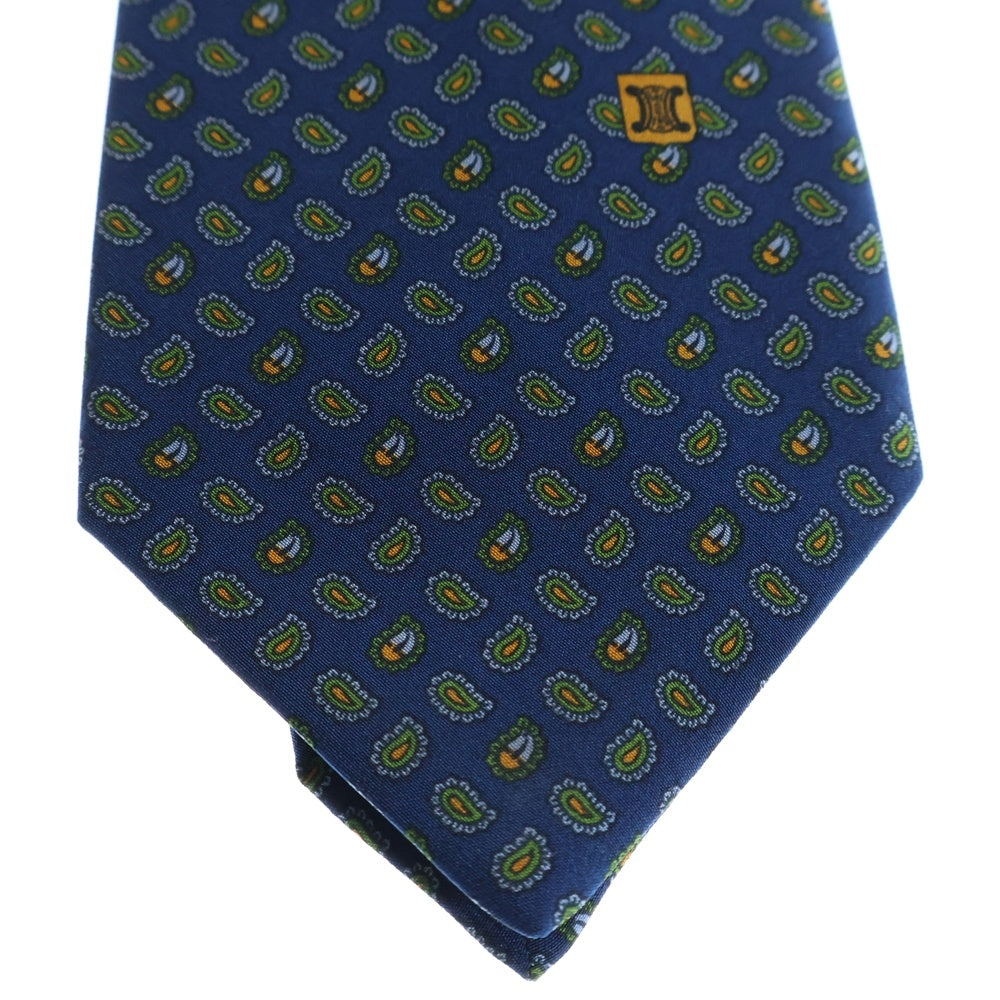 CELINE(セリーヌ) トリオンフ ゾウリムシ 総柄 シルクタイ ネクタイ ブルー