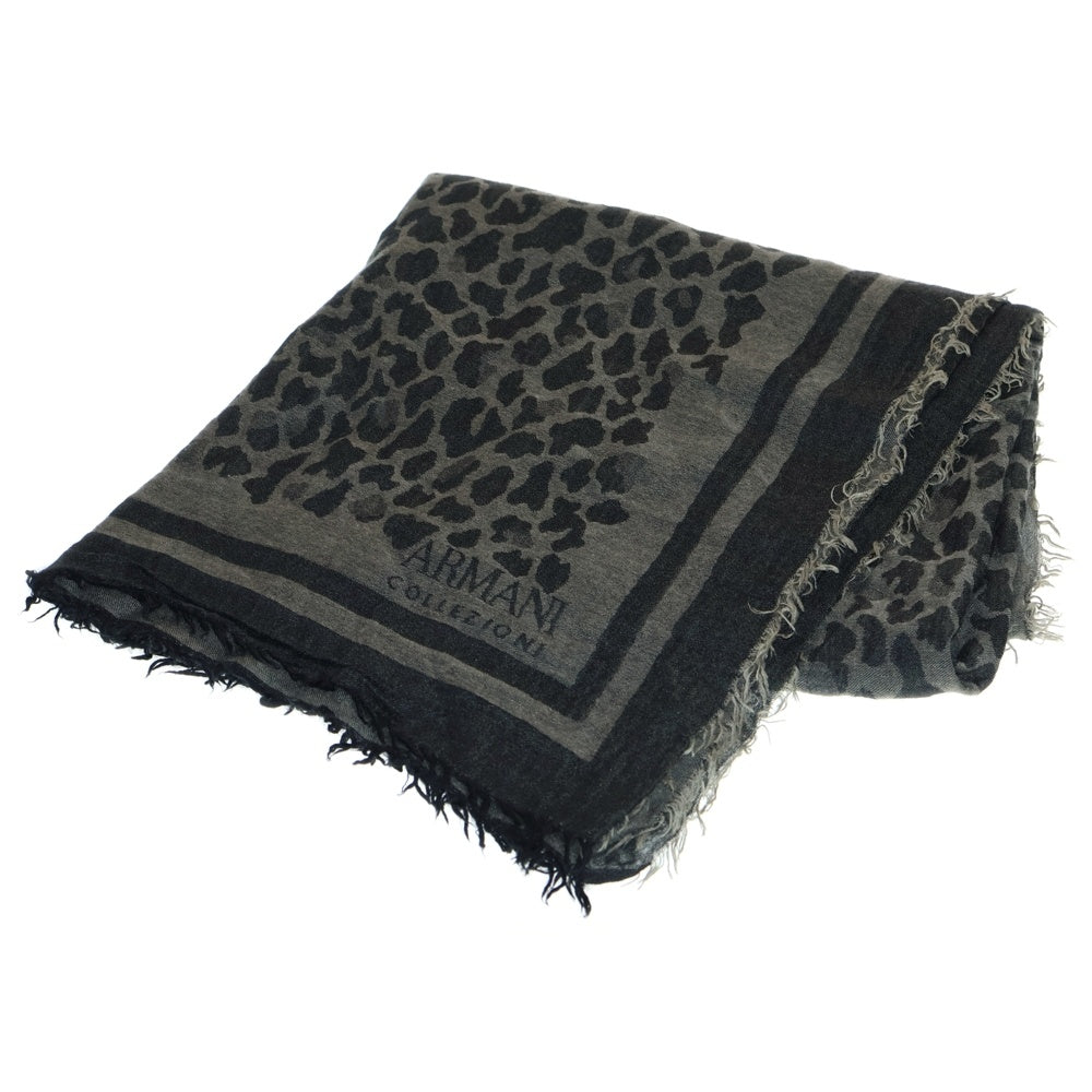 ARMANI COLLEZIONI(アルマーニ コレツィオーニ) アニマル柄 カットオフ スカーフ ブラック/グレー