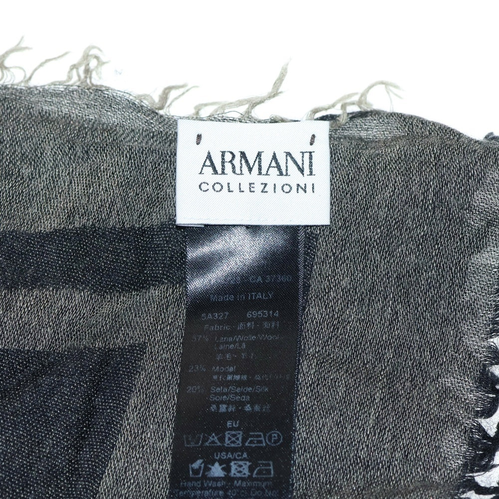 ARMANI COLLEZIONI(アルマーニ コレツィオーニ) アニマル柄 カットオフ スカーフ ブラック/グレー