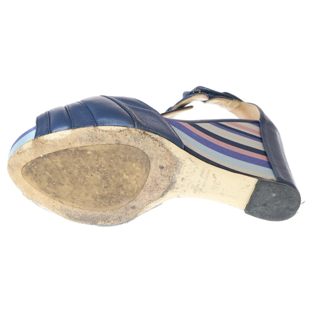 ARMANI COLLEZIONI(アルマーニ コレツィオーニ) レザー ストラップ厚底サンダル マルチカラー レディース