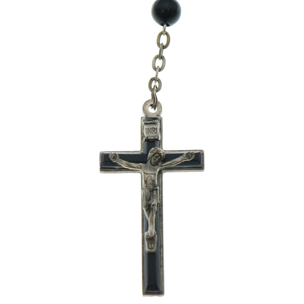 DOLCE & GABBANA(ドルチェアンドガッバーナ) ロザリオ クロスネックレス ブラック/シルバー