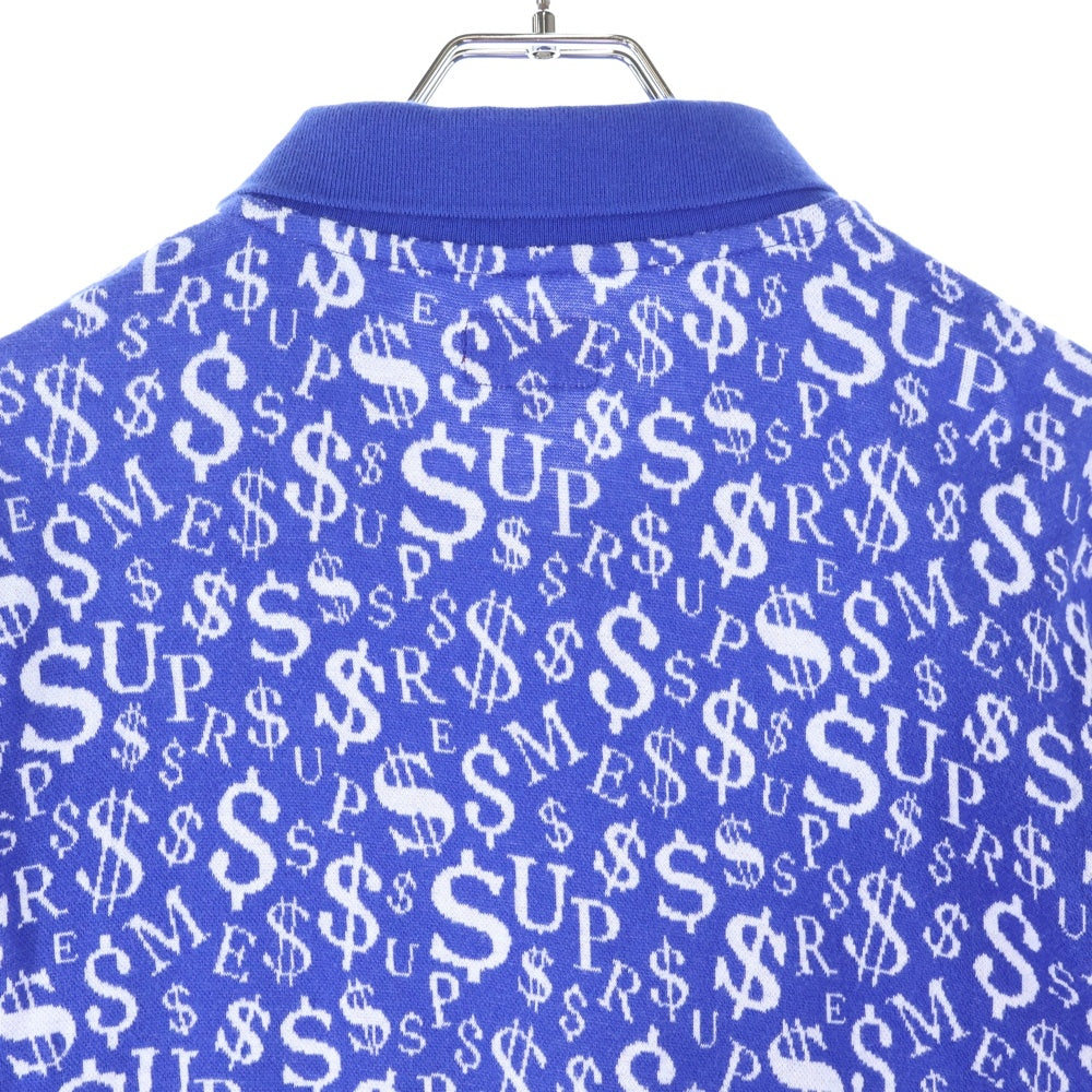 SUPREME(シュプリーム) 22AW Currency Jaquard Zip L/S Polo 総柄 ハーフジップ 長袖ポロニットセーター ブルー