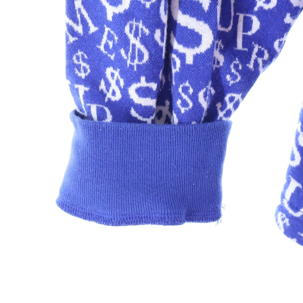 SUPREME(シュプリーム) 22AW Currency Jaquard Zip L/S Polo 総柄 ハーフジップ 長袖ポロニットセーター ブルー