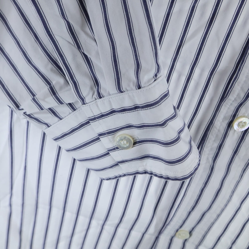N.HOOLYWOOD(エヌハリウッド) 17AW CUT OFF COLLAR STRIPED SHIRT カット オフ カラー 6B 胸ポケット ストライプ柄 長袖シャツ ホワイト 172-SH08-042