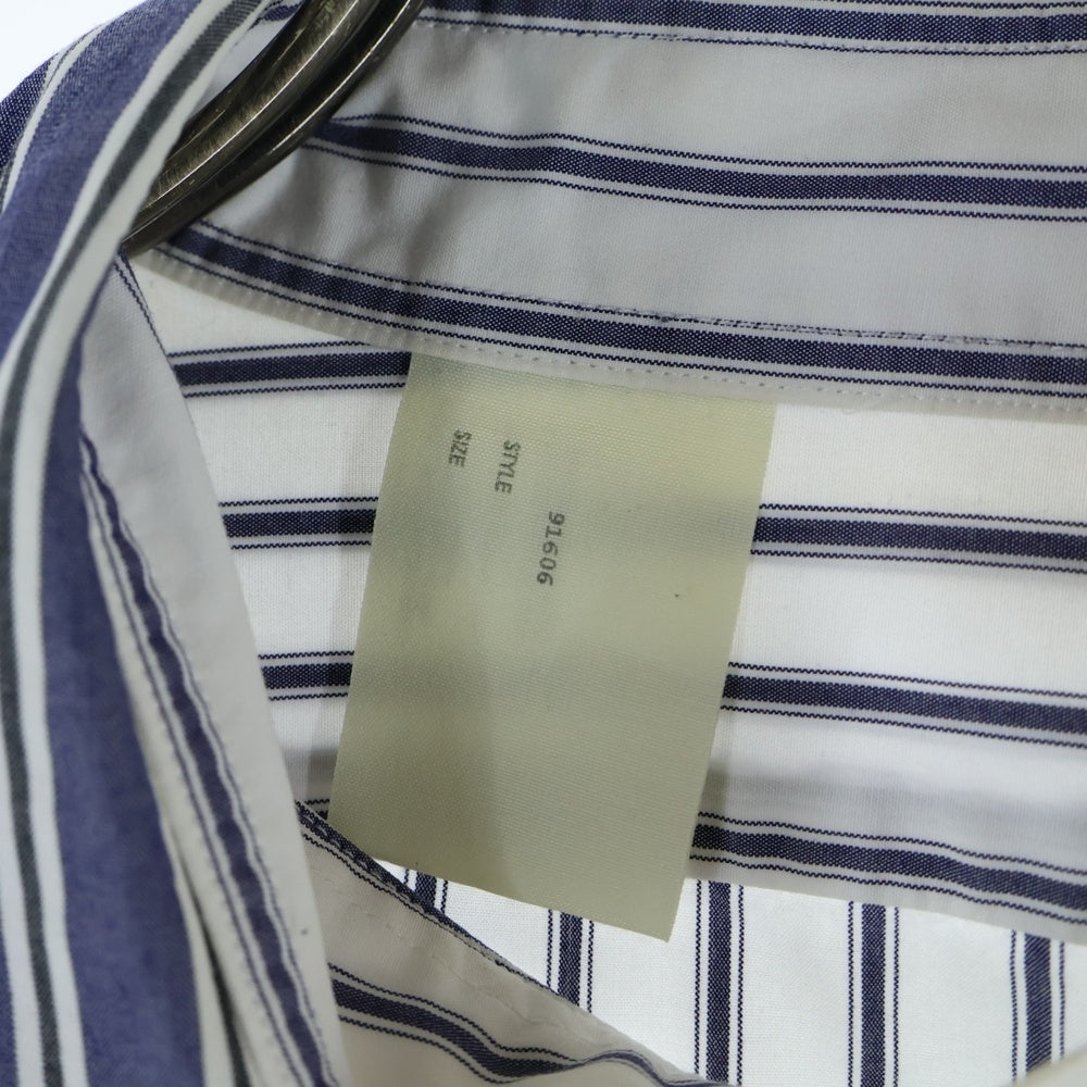 N.HOOLYWOOD(エヌハリウッド) 17AW CUT OFF COLLAR STRIPED SHIRT カット オフ カラー 6B 胸ポケット ストライプ柄 長袖シャツ ホワイト 172-SH08-042