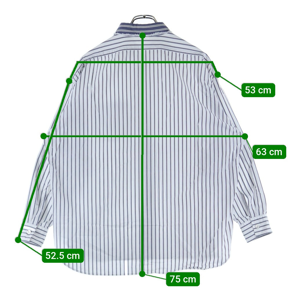 N.HOOLYWOOD(エヌハリウッド) 17AW CUT OFF COLLAR STRIPED SHIRT カット オフ カラー 6B 胸ポケット ストライプ柄 長袖シャツ ホワイト 172-SH08-042