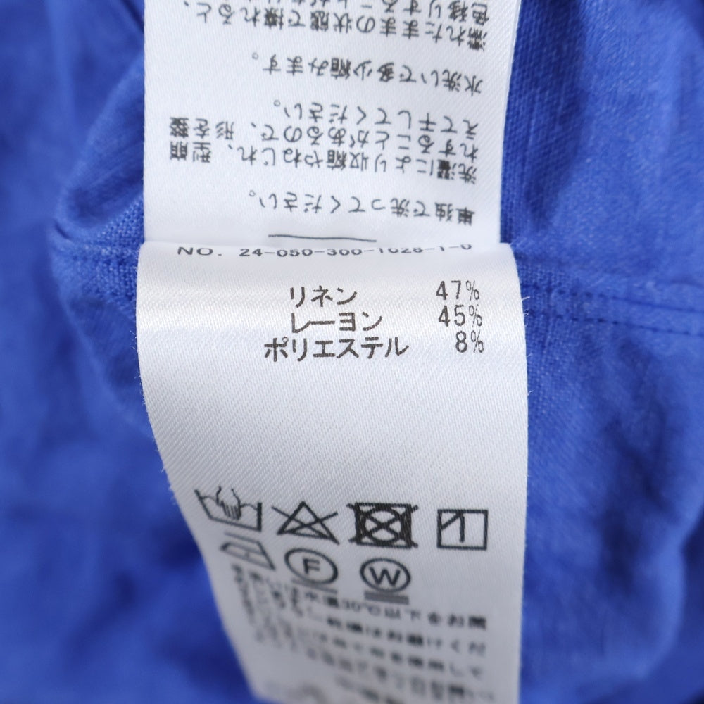 EDIFICE(エディフィス) リネン混 レギュラーカラー 長袖シャツ ブルー EY43