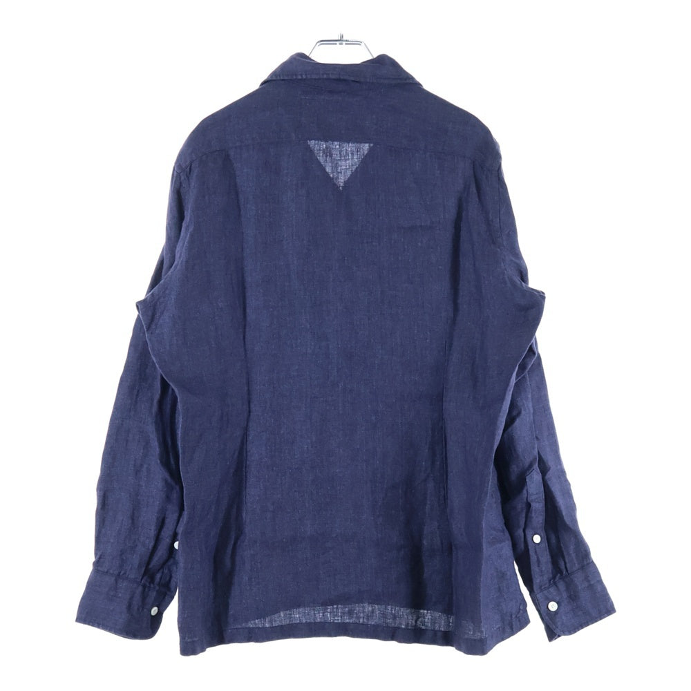 Brilla per il gusto(ブリッラ ペル イル グスト) リネン ソリッド オープンカラー 長袖シャツ ネイビー 24-11-0133-306