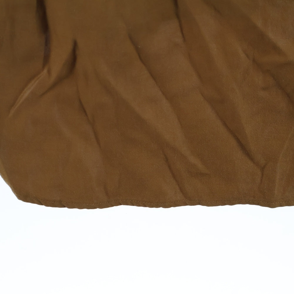 EDIFICE(エディフィス) レーヨン ノーカラー 長袖シャツ ブラウン EY43