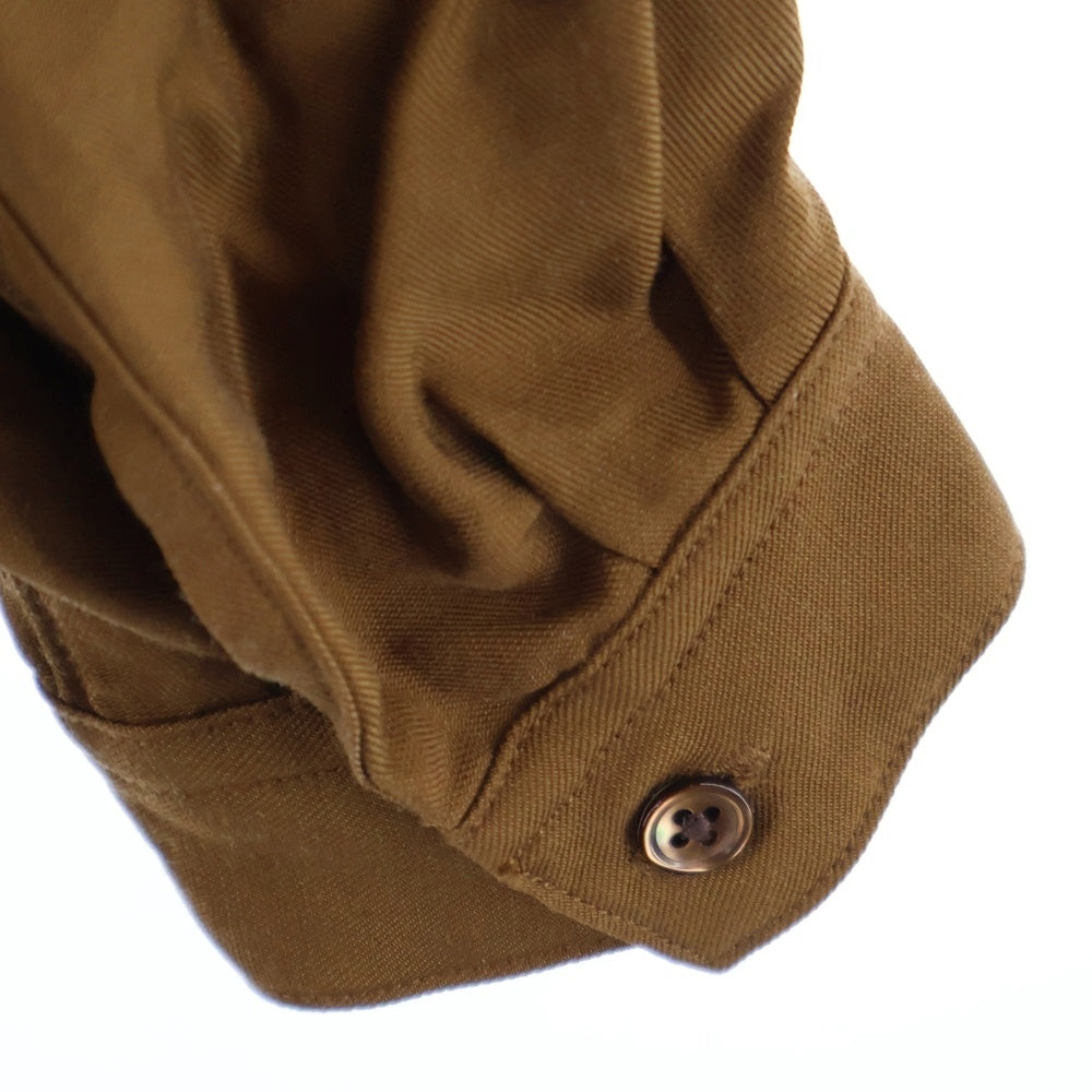 EDIFICE(エディフィス) レーヨン ノーカラー 長袖シャツ ブラウン EY43