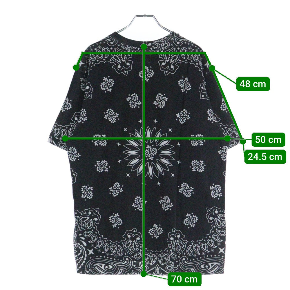 SUPREME(シュプリーム) 21SS Bandana Small box Tee バンダナ総柄 スモールボックスロゴTシャツ 半袖クルーネックカットソー ブラック