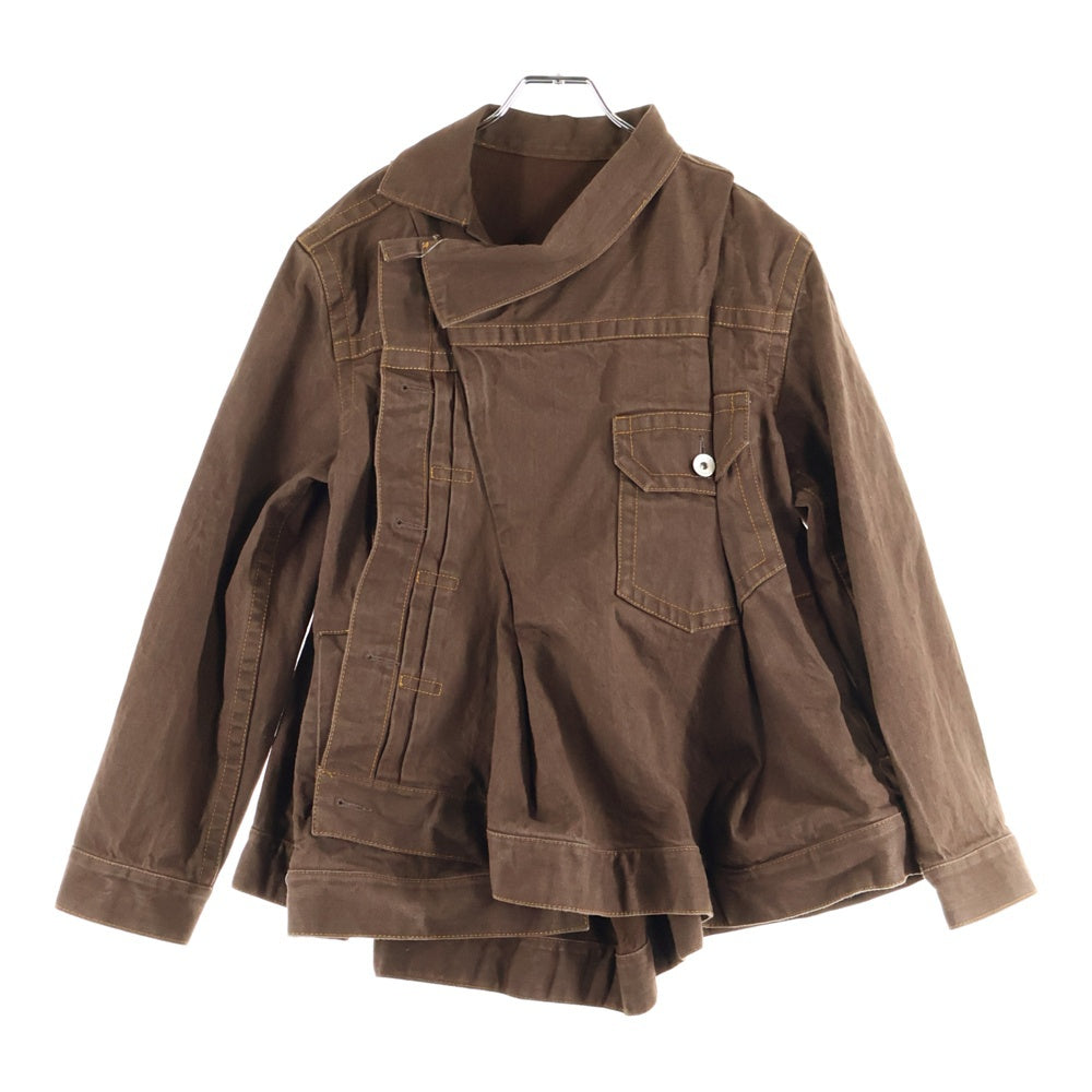 Sacai(サカイ) WOMEN'S ASYMMETRIC DENIM JACKET ウィメンズ アシンメトリー デニムジャケット レディース ブラウン 25-07955