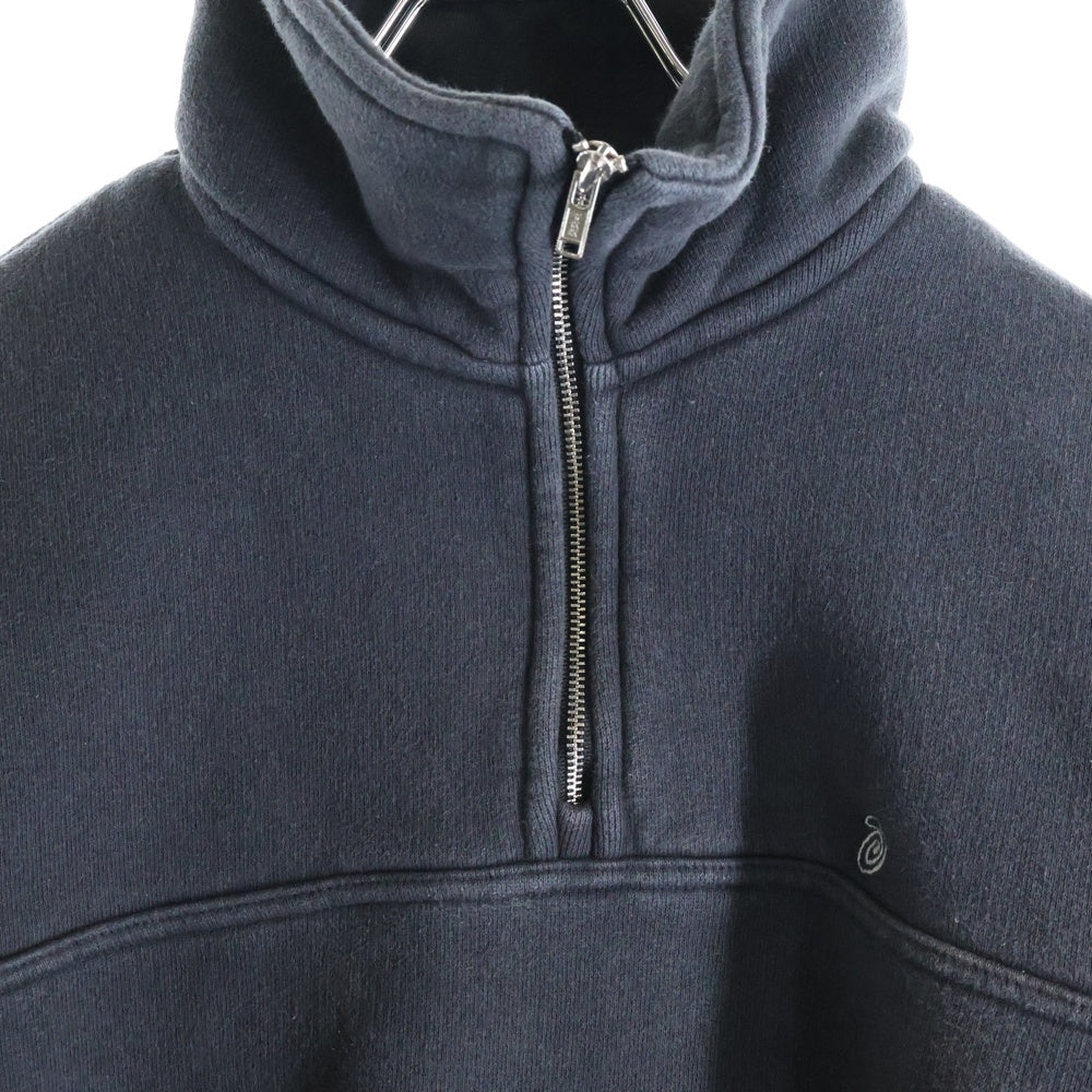 STUSSY(ステューシー) 24SS HALF ZIP MOCK NECK SWEATSHIRT ハーフジップ モックネック スウェットシャツ トレーナー ブラック 118539