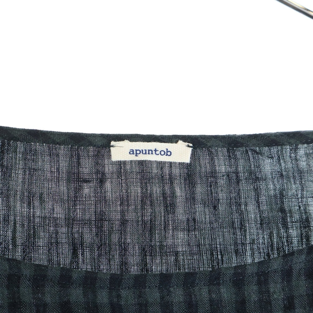 APUNTO B(アプントビー) ギンガムチェック ショートスリーブ リネンワンピース ドレス レディース ブラック P458 TS276