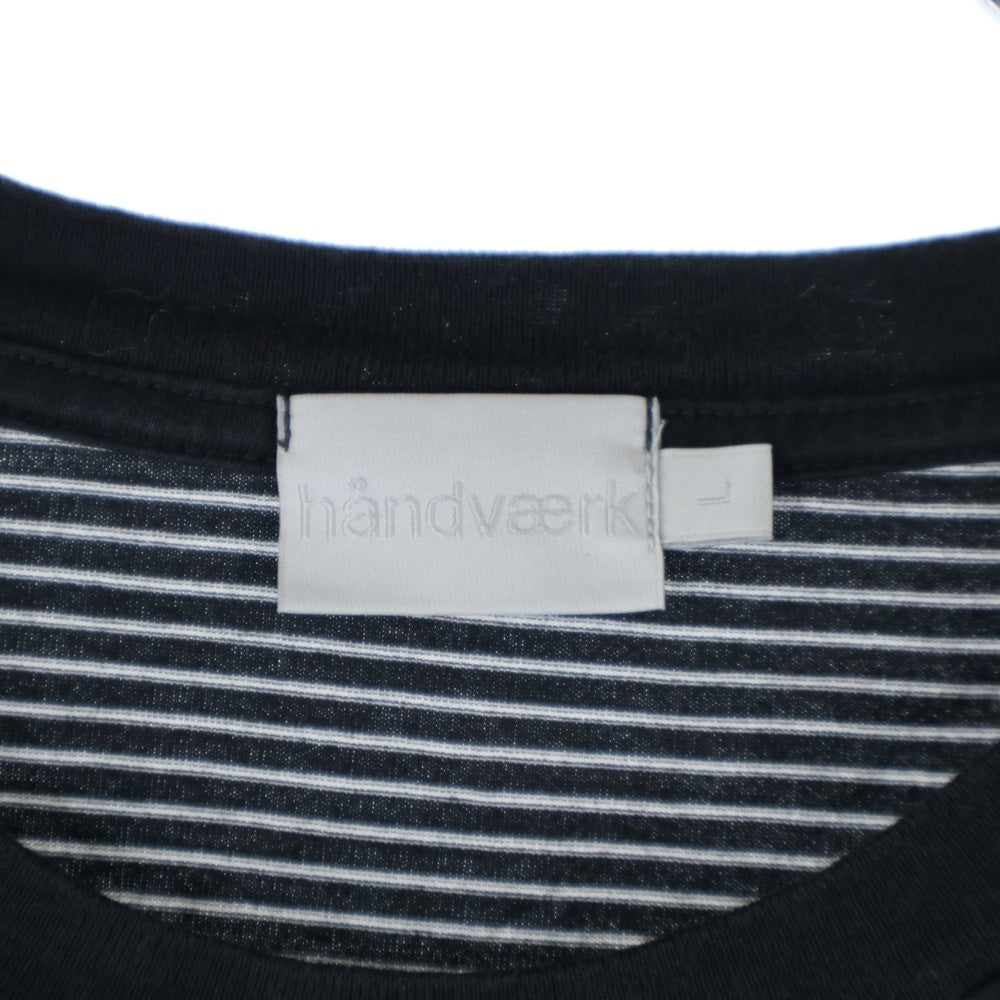 NO BRAND(ノーブランド) HANDVAERK (ハンドバーク) ボーダー柄 クルーネック半袖Tシャツ カットソー ブラック/ホワイト