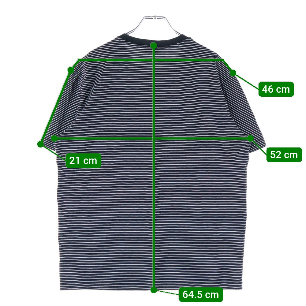 NO BRAND(ノーブランド) HANDVAERK (ハンドバーク) ボーダー柄 クルーネック半袖Tシャツ カットソー ブラック/ホワイト