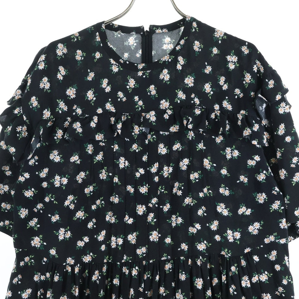 SHINZONE(シンゾーン) 花柄 ショートスリーブ レーヨンワンピース ドレス レディース ブラック 21MMSOP08