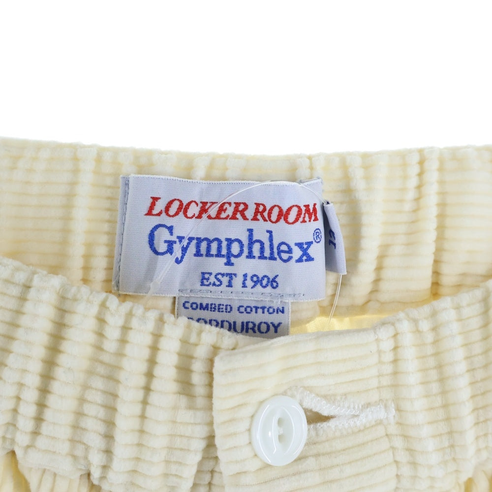 Gymphlex(ジムフレックス) フロント刺繍 コーデュロイ ハーフパンツ ショーツ アイボリー