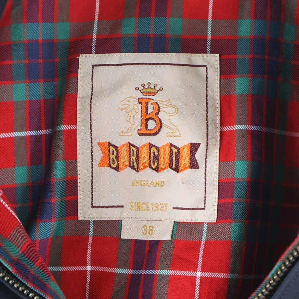 BARACUTA(バラクータ) 裏地チェック ジップアップフライトジャケット ブラック 1702144