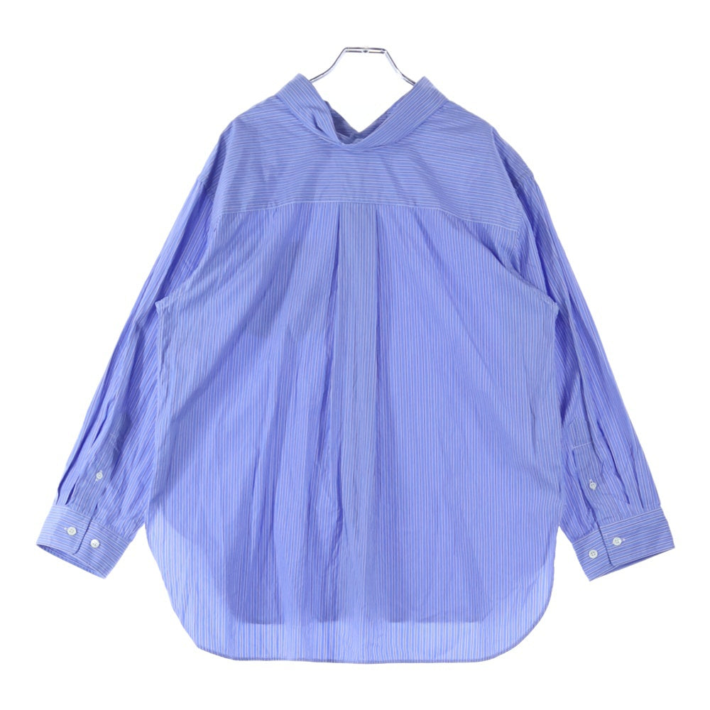 Gymphlex(ジムフレックス) ストライプ柄 フロント刺繍 長袖シャツ ブルー 19S-WS-002