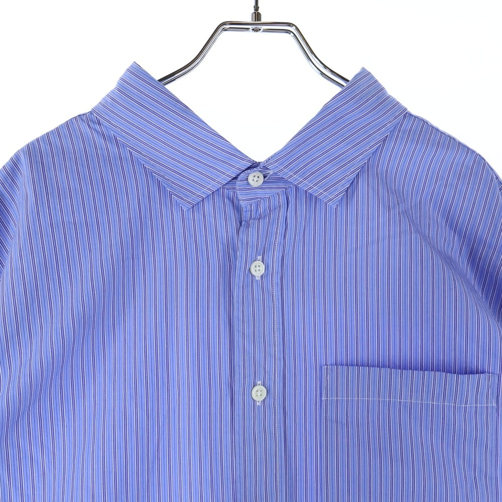 Gymphlex(ジムフレックス) ストライプ柄 フロント刺繍 長袖シャツ ブルー 19S-WS-002