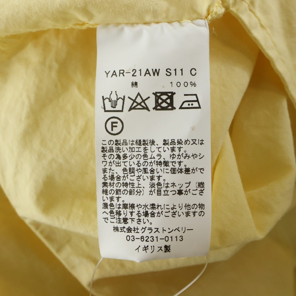 yarmo(ヤーモ) コットン オーバーサイズ 長袖シャツ イエロー YAR-21AW S11 C