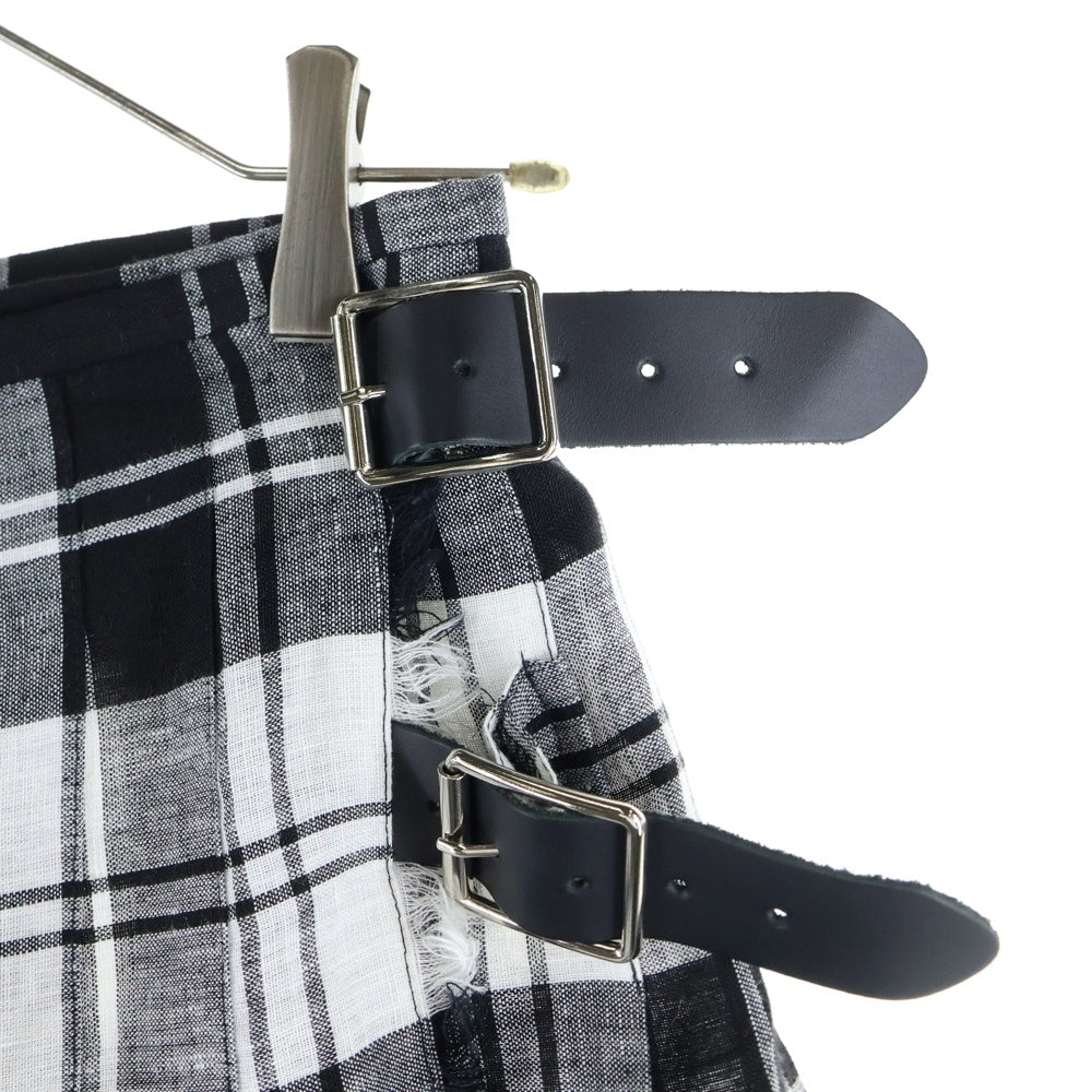 NO BRAND(ノーブランド) O'NEIL OF DUBLIN (オニールオブダブリン) チェック柄 サイドベルト プリーツスカート レディース ブラック/ホワイト IR-001