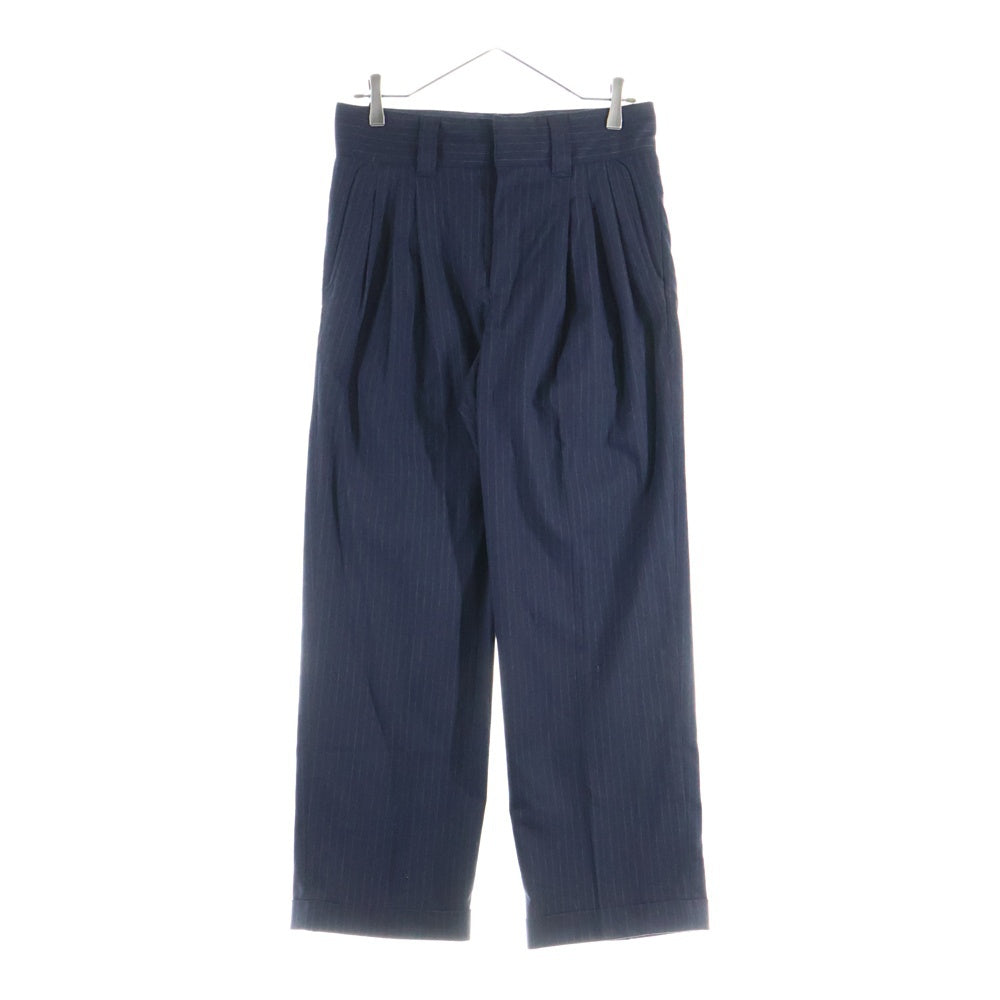 FARAH(ファーラー) ストライプ レーヨン混 ストレートスラックスパンツ ネイビー FR0202-M4018