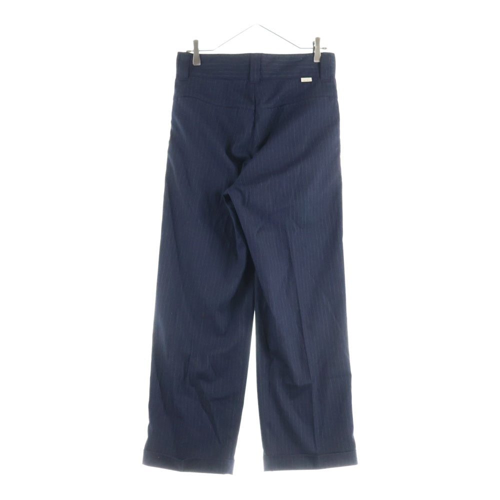 FARAH(ファーラー) ストライプ レーヨン混 ストレートスラックスパンツ ネイビー FR0202-M4018
