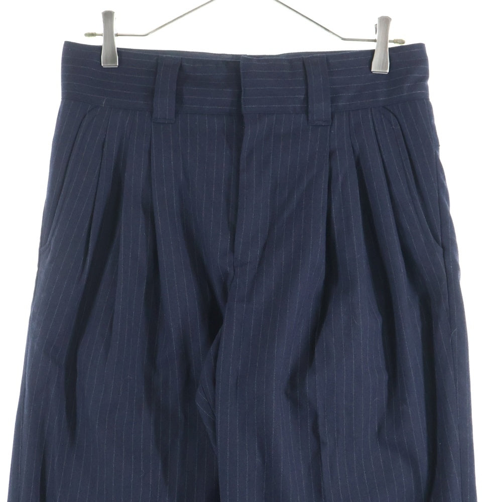 FARAH(ファーラー) ストライプ レーヨン混 ストレートスラックスパンツ ネイビー FR0202-M4018