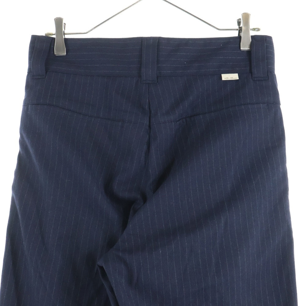 FARAH(ファーラー) ストライプ レーヨン混 ストレートスラックスパンツ ネイビー FR0202-M4018
