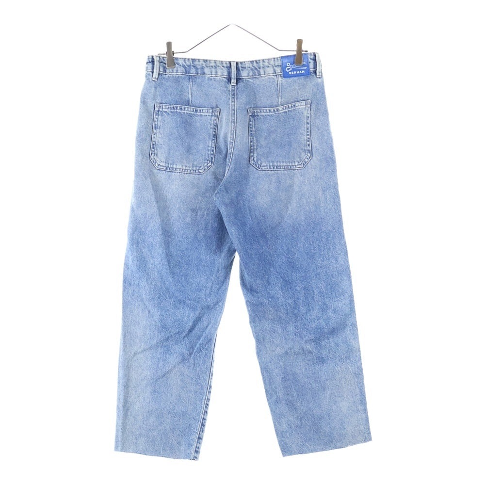 DENHAM(デンハム) カウレザーパッチ カットオフ ストレートデニムパンツ ジーンズ レディース インディゴ