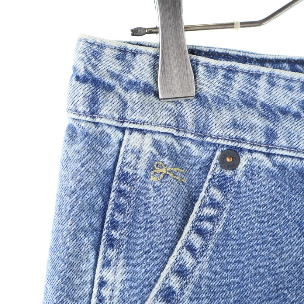 DENHAM(デンハム) カウレザーパッチ カットオフ ストレートデニムパンツ ジーンズ レディース インディゴ