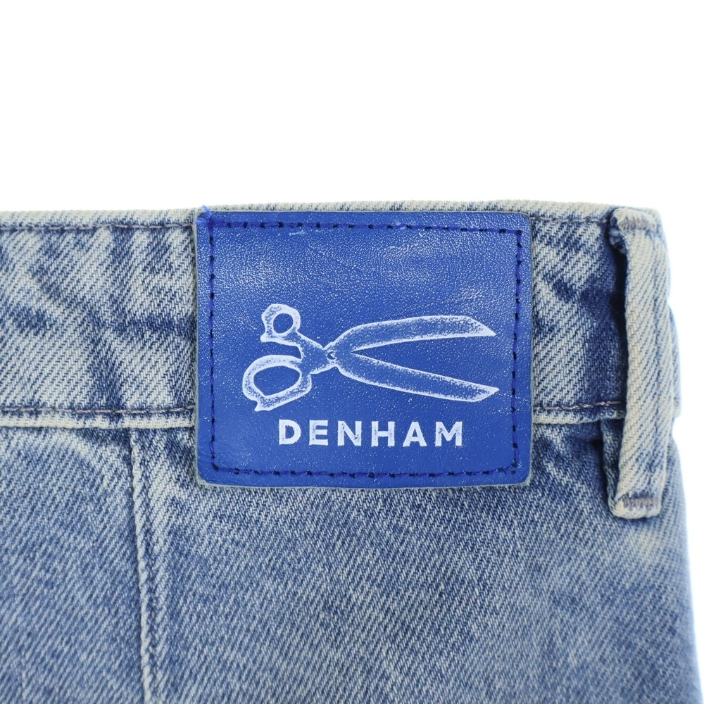 DENHAM(デンハム) カウレザーパッチ カットオフ ストレートデニムパンツ ジーンズ レディース インディゴ