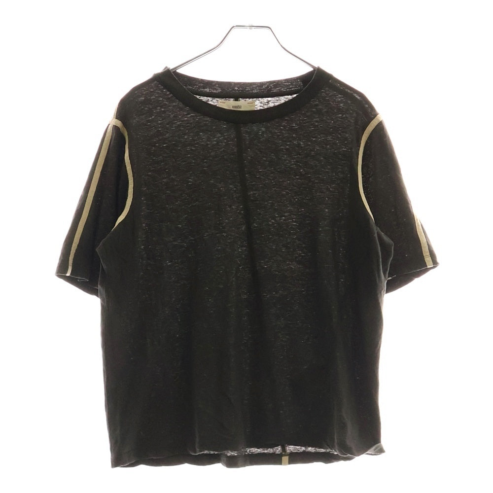 unfil(アンフィル) 切り替え クルーネック半袖Tシャツ カットソー レディース ブラック/ベージュ WZSP-UW142