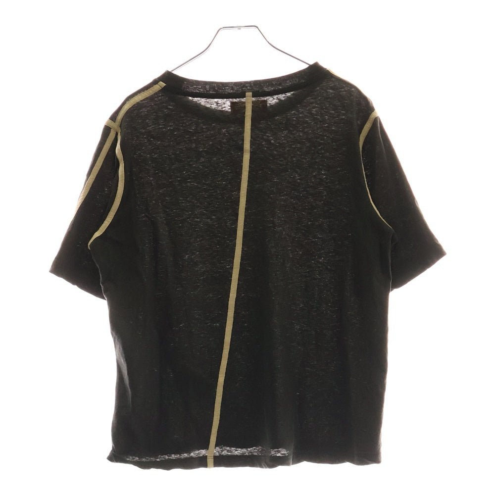 unfil(アンフィル) 切り替え クルーネック半袖Tシャツ カットソー レディース ブラック/ベージュ WZSP-UW142