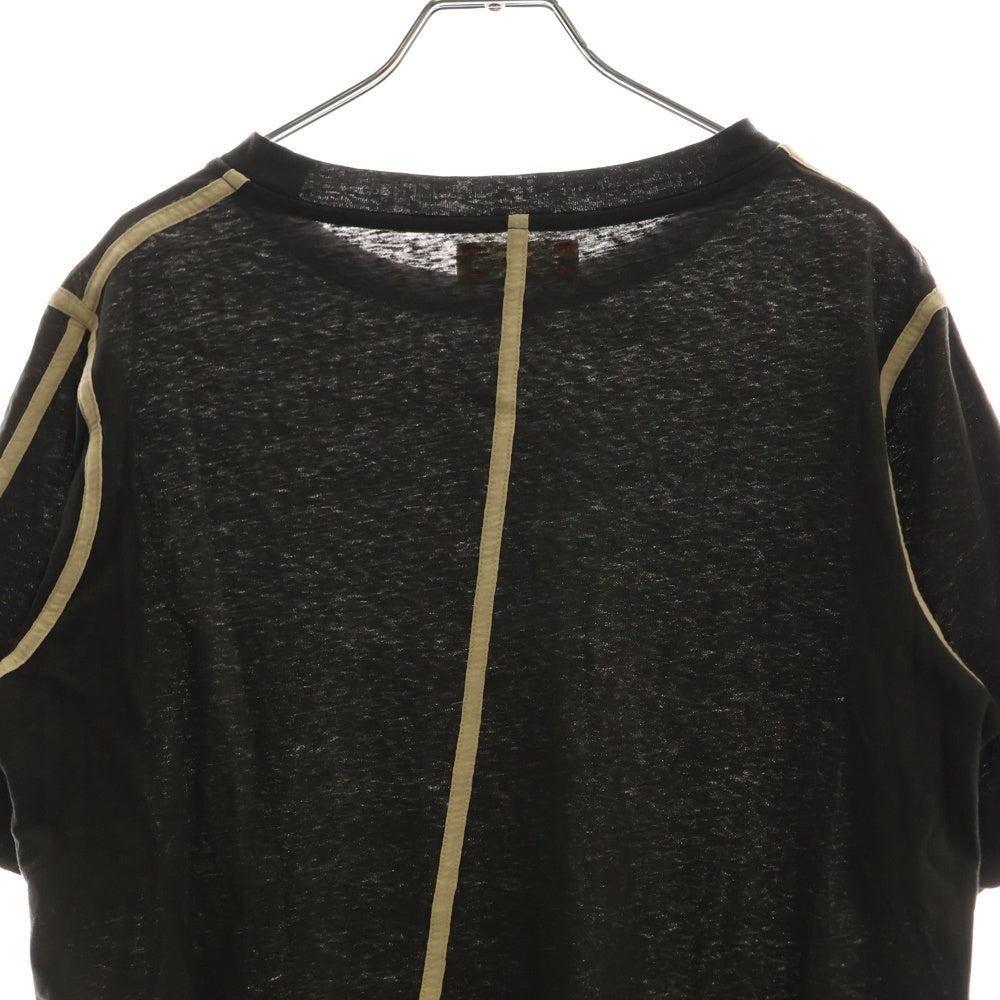 unfil(アンフィル) 切り替え クルーネック半袖Tシャツ カットソー レディース ブラック/ベージュ WZSP-UW142