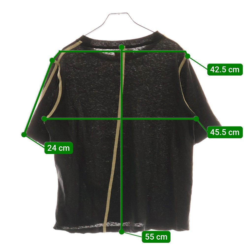 unfil(アンフィル) 切り替え クルーネック半袖Tシャツ カットソー レディース ブラック/ベージュ WZSP-UW142