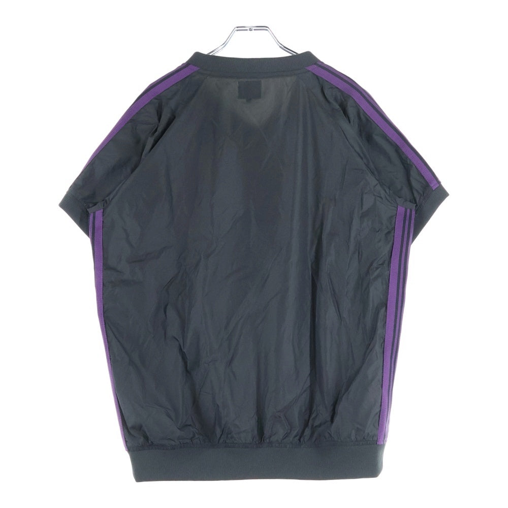Needles(ニードルス) 23SS ×BEAMS BOY ビームスボーイ ナイロン Vネック半袖Tシャツ カットソー ブラック/パープル MR473