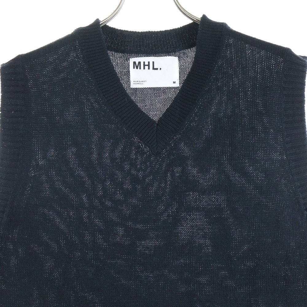 MARGARET HOWELL(マーガレットハウエル) Vネック コットンベスト ブラック 596-7160508