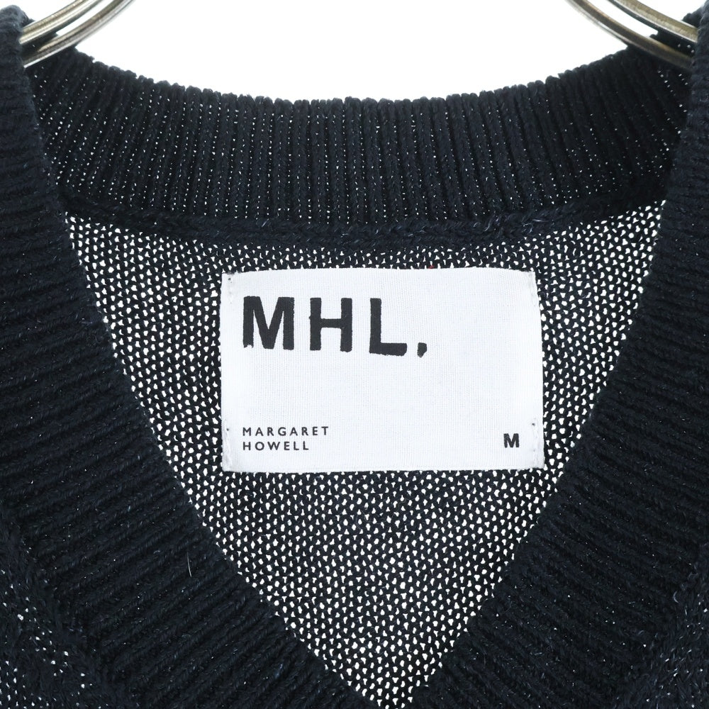 MARGARET HOWELL(マーガレットハウエル) Vネック コットンベスト ブラック 596-7160508