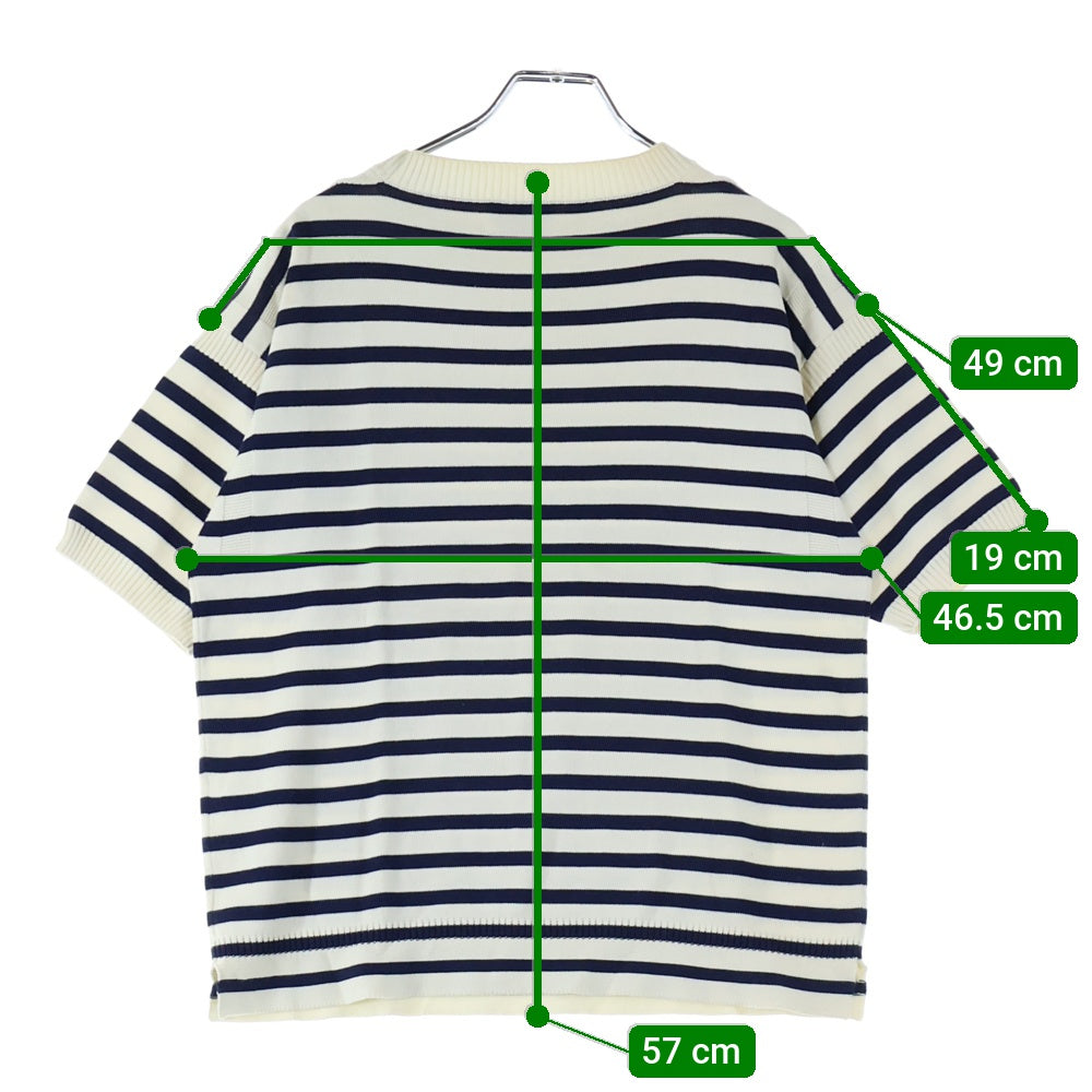 LE TRICOTEUR(ル トリコチュール) ボーダー柄 クルーネック半袖Tシャツ カットソー ホワイト/ネイビー 16S-UH-002