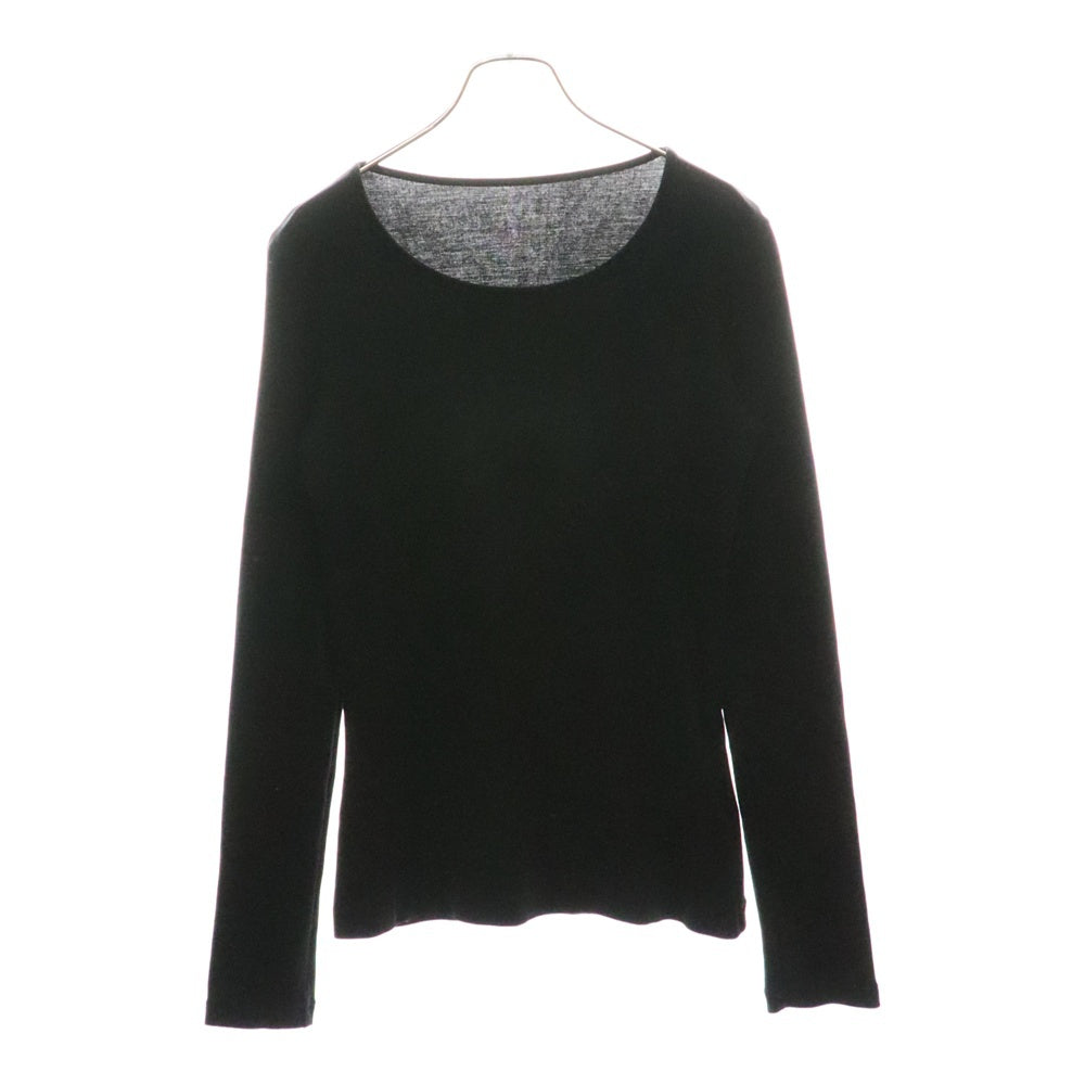 Yohji Yamamoto(ヨウジヤマモト) 100/2強撚スムス脇ネ-ム コットン クルーネック 長袖Tシャツ カットソー ブラック レディース FA-T76-060