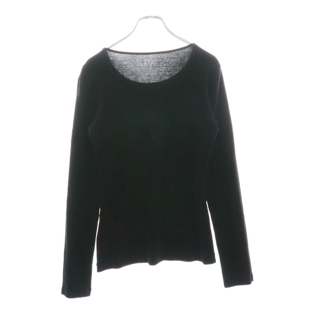 Yohji Yamamoto(ヨウジヤマモト) 100/2強撚スムス脇ネ-ム コットン クルーネック 長袖Tシャツ カットソー ブラック レディース FA-T76-060