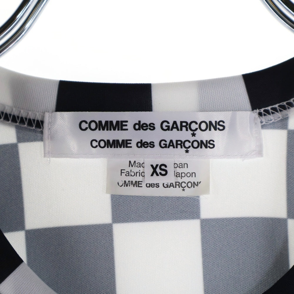 COMME des GARCONS COMME des GARCONS(コムデギャルソンコムデギャルソン) 24SS AD2023 live free with strong will チェッカー ストレッチ クルーネック 長袖Tシャツ レディース RM-T025